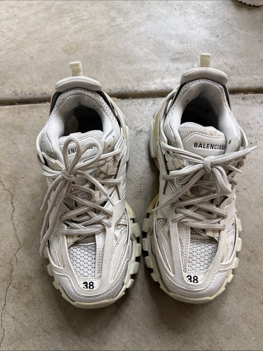 Balenciaga White Cream Track Sneakers